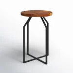 Wood Black Metal Accent Table