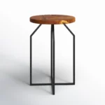 Wood Black Metal Accent Table