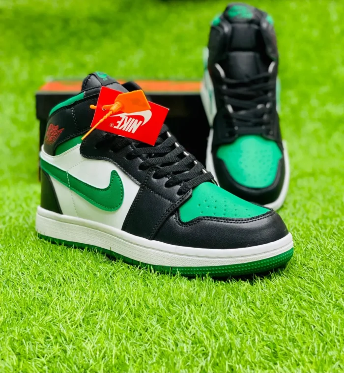 Nike Air Jordan 1 Hightops Black-Green-White--=