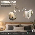 Butterfly Heart Acrylic Mirror Wall Decor for bedroom wall decoration Pakistan