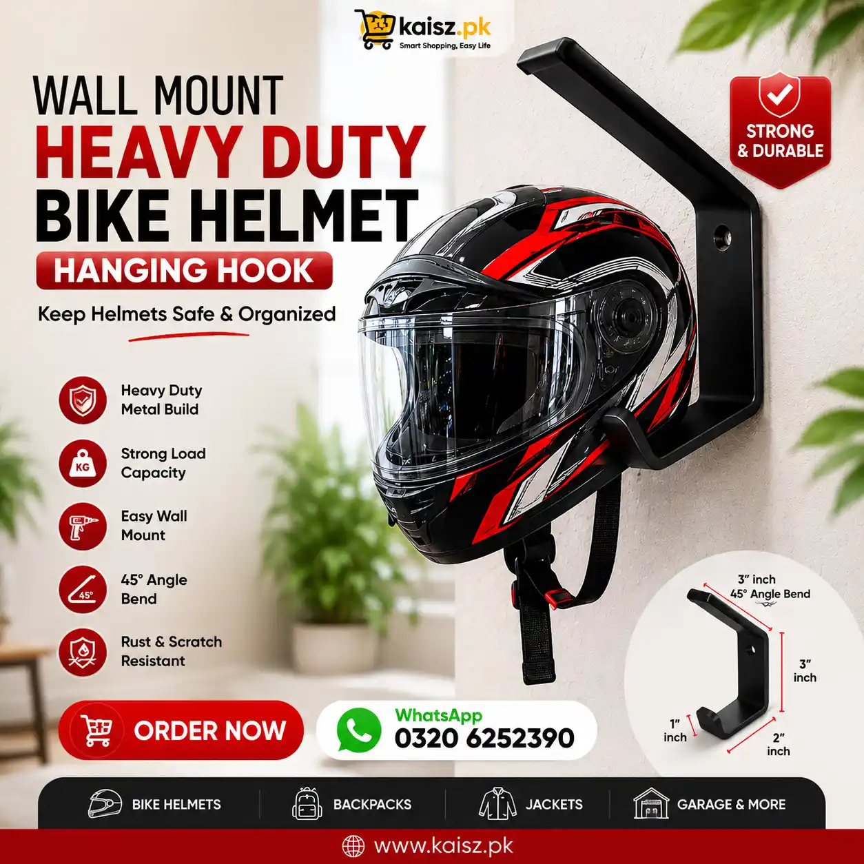 Helmet Hanging Hook Heavy Duty Wall Mount Helmet Holder Pakistan