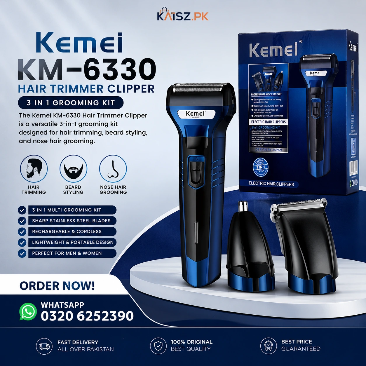 httpskaisz.pkproductkemei-3-in-1-hair-trimmer-clipper-km-6330