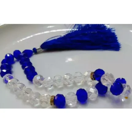 33 Beads Crystal Tasbeeh - Blue & White 10mm Beads