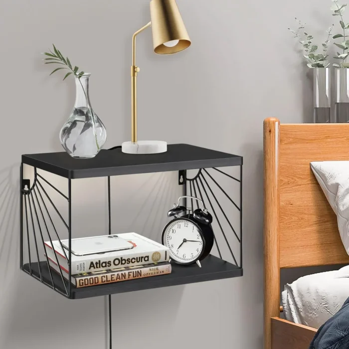 Floating Nightstand Modern Wall Mounted 2-Tier (7)