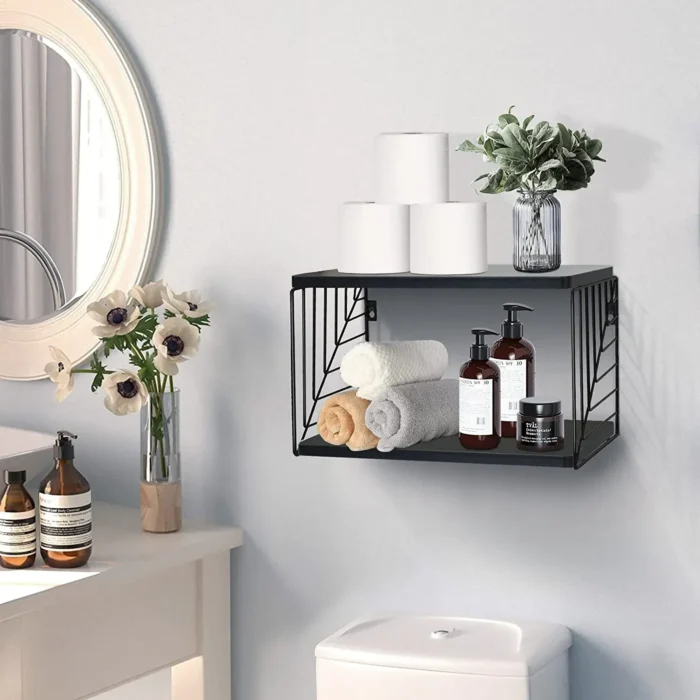 Floating Nightstand Modern Wall Mounted 2-Tier (7)