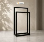 Freestanding 3 Tier Black Metal Towel Rack with Powder Coated Stainless Steel Frame for Bathroom Organization, Space Saving No Drill Towel Stand by Kaisz Pakistan