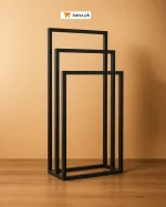 Freestanding 3 Tier Black Metal Towel Rack with Powder Coated Stainless Steel Frame for Bathroom Organization, Space Saving No Drill Towel Stand by Kaisz Pakistan