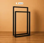 Freestanding 3 Tier Black Metal Towel Rack with Powder Coated Stainless Steel Frame for Bathroom Organization, Space Saving No Drill Towel Stand by Kaisz Pakistan