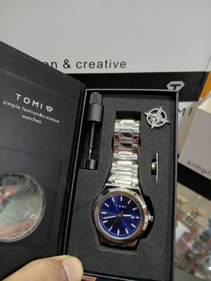 TOMI Luxury Business Men’s Watch Silver Blue (4)