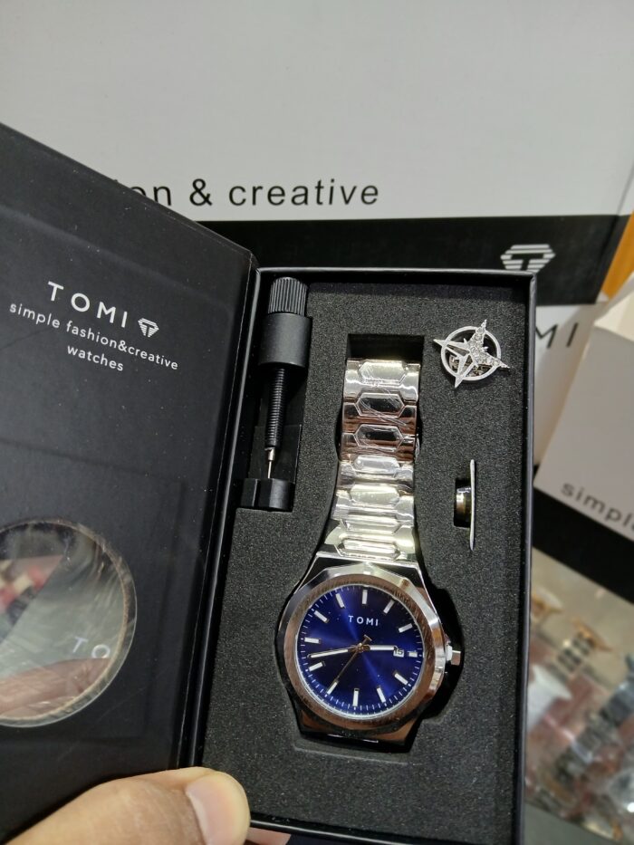 TOMI Luxury Business Men’s Watch Silver Blue (4)