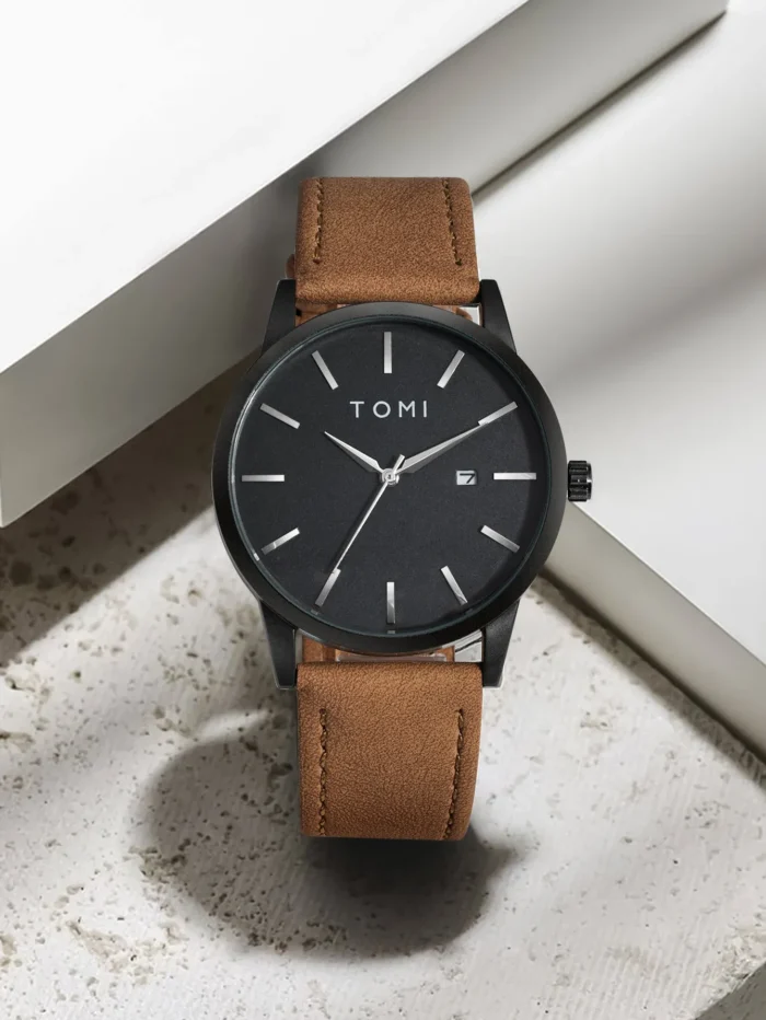 Luxury Quartz Watch Brown Black