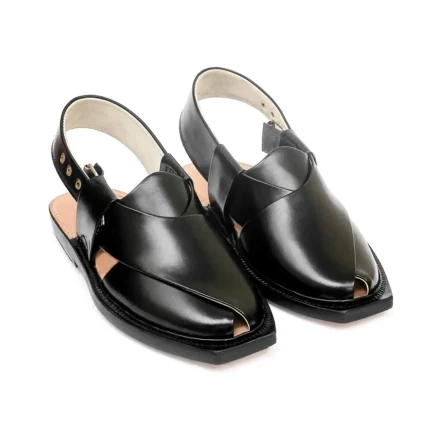 Norozi Chappal New Design Leather Handmade black