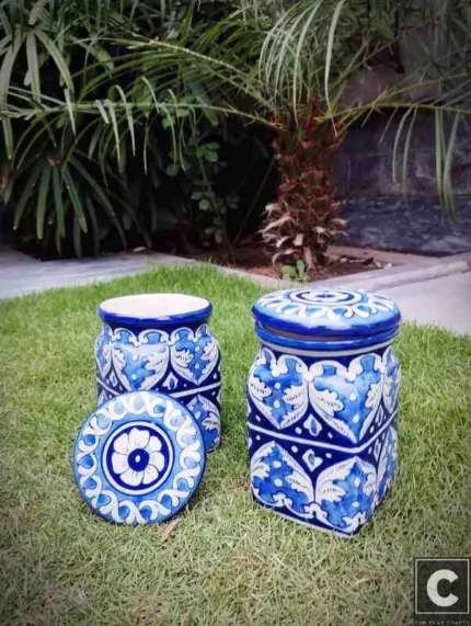 Blue Pottery Cookie Jar