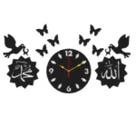Birds Islamic Wooden Wall Clock Allah Muhammad black bird design analogue wall clock for home décor in Pakistan