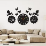 Birds Islamic Wooden Wall Clock Allah Muhammad black bird design analogue wall clock for home décor in Pakistan
