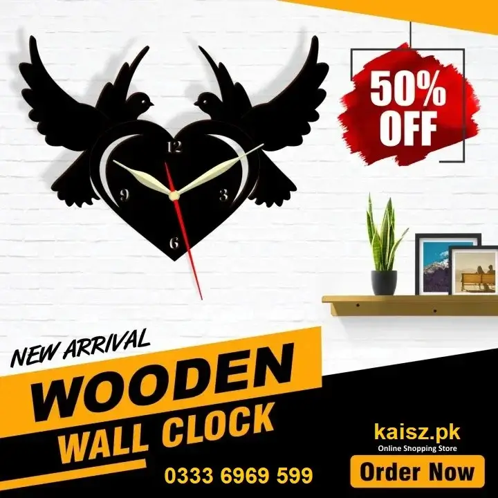 Buy Birds Wooden Wall Clock pakistan (1)
