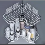 Casewin Shower Caddy Corner Shelf with 4 Removable Hook, Adhesive Metal Bathroom Shelf Wall Mounted, Non-Drilling Floating Shelf for Bathroom Organizer/Shower Organizer/Kitchen