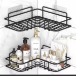 Casewin Shower Caddy Corner Shelf with 4 Removable Hook, Adhesive Metal Bathroom Shelf Wall Mounted, Non-Drilling Floating Shelf for Bathroom Organizer/Shower Organizer/Kitchen