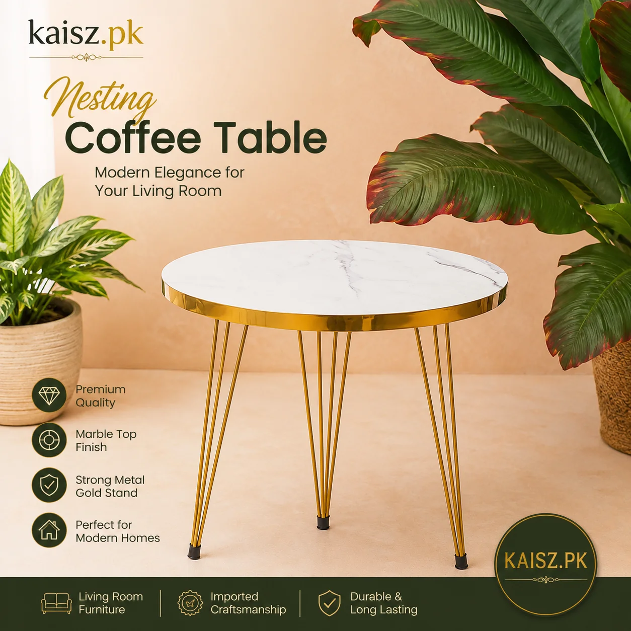 Luxury single set nesting coffee table for modern living room Pakistan