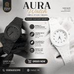 Aura Watch premium stylish wrist watch for men in Pakistan with luxury design and elegant metal strap available online at Kaisz.pk