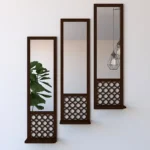 Wooden Wall Shelf and Acrylic Mirror Wall Art Set of 3 for Home Decoration in Pakistan