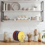 Vertical metal plate stand dish rack for space-saving kitchen organization