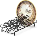 Vertical metal plate stand dish rack for space-saving kitchen organization