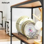 Vertical metal plate stand dish rack for space-saving kitchen organization