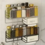 Wall-Mounted Metal Spice Rack with Paper Towel Holder