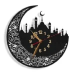 Islamic Wooden Wall Clock with Premium Light Moon Mosque Design Pakistan