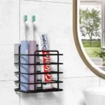 5-piece black bathroom organizer rack for wall storage (3)