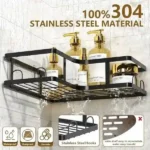 5-piece black bathroom organizer rack for wall storage (3)