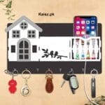 Wooden wall key holder with hooks organizer for home wall storage, Mounted Key Rack