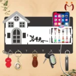 Wooden wall key holder with hooks organizer for home wall storage, Mounted Key Rack