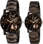buy Couple Watch Analogue Pakistan Black Stainless Steel 2 Pcs Quartz Set (1)