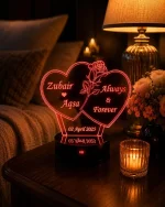 Customized 3D Heart Couple Lamp Personalized Romantic LED Gift in Pakistan