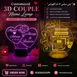 Customized 3D Heart Couple Lamp Personalized Romantic LED Gift in Pakistan