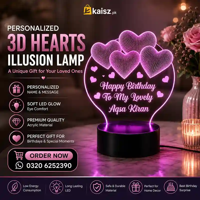 Customized Name 3D Illusion Lamp Birthday Gift in Pakistan