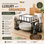 3-in-1 Luxury Metal Buffet Organizer Plate Cutlery Napkin Holder Pakistan