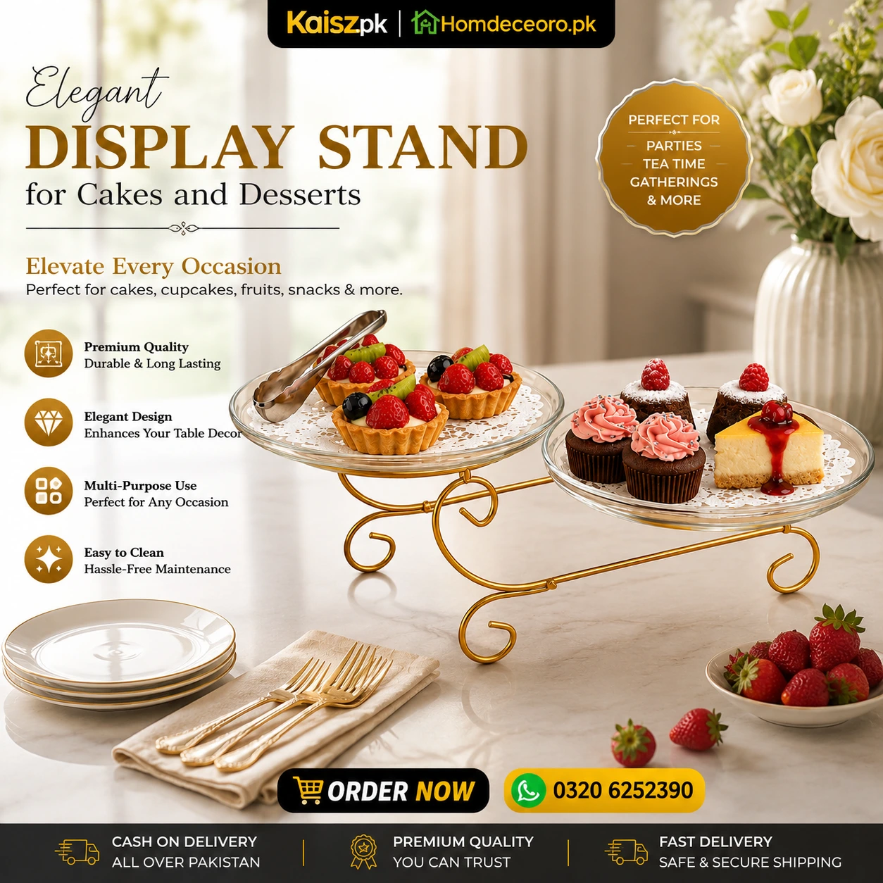 Elegant cake stand Pakistan for desserts and cupcakes (3)