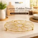Golden Metal Trivet Pakistan luxury heat resistant pot stand for dining table