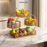 Heart Shaped 3 Tier Metal Fruit Basket Black kitchen organizer Pakistan