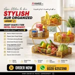 Heart Shaped 3 Tier Metal Fruit Basket Black kitchen organizer Pakistan