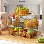 Heart Shaped 3 Tier Metal Fruit Basket Black kitchen organizer Pakistan
