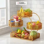 Heart Shaped 3 Tier Metal Fruit Basket Black kitchen organizer Pakistan