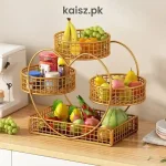 Heart Shaped 3 Tier Metal Fruit Basket Black kitchen organizer Pakistan