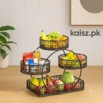 Heart Shaped 3 Tier Metal Fruit Basket Black kitchen organizer Pakistan