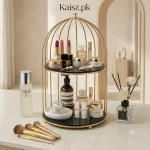 Luxury Makeup Organizer Pakistan golden metal perfume display stand