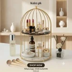 Luxury Makeup Organizer Pakistan golden metal perfume display stand