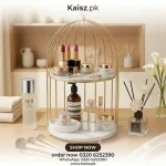 Luxury Makeup Organizer Pakistan golden metal perfume display stand